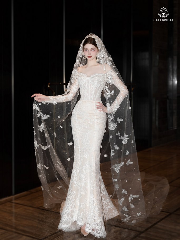 váy cưới tay dài